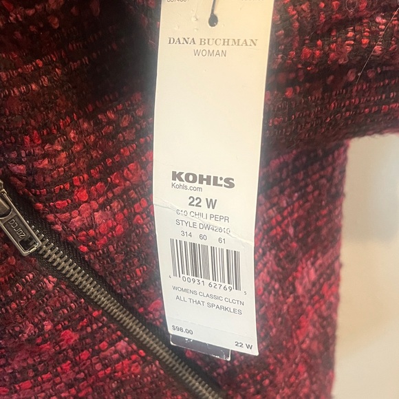Dana Buchman Women's Black and Red Tweed Blazer NWT - Picture 10 of 12